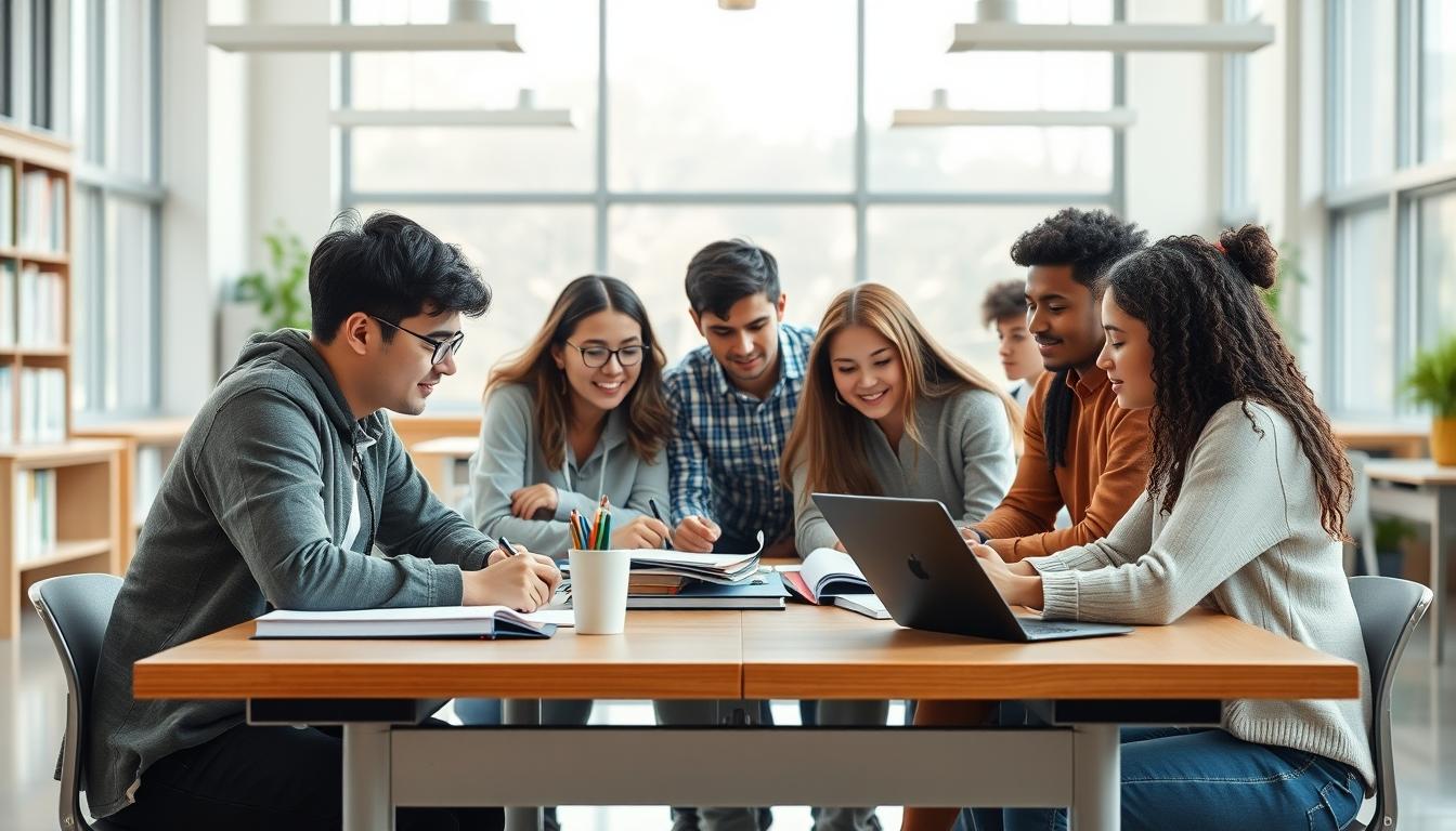 Student using learning strategies while studying